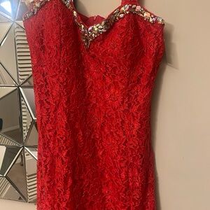 Red and gold evening dress